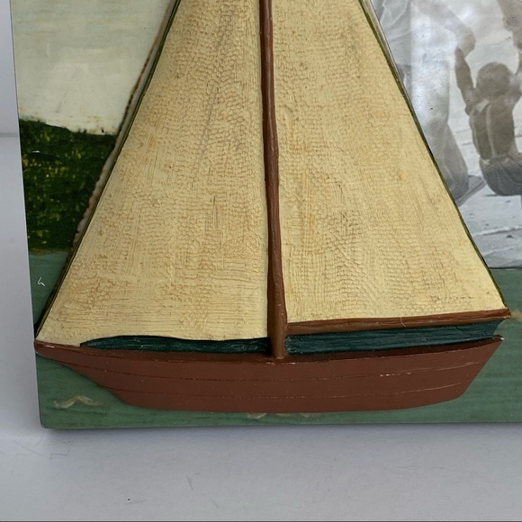 Sailboat frame outside 7" X 6.5" for a 3.5" X 5 photo free standing nautical - Picture 2 of 10